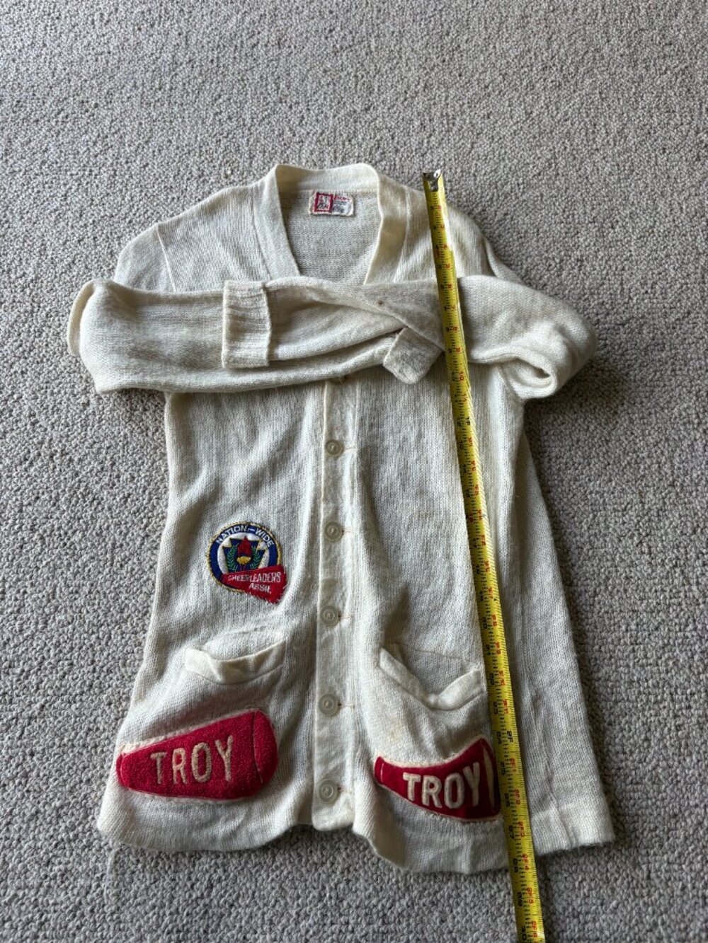RARE 1950s Troy Cheerleader Cardigan Coquette Letterman VTG S - Picture 11 of 11